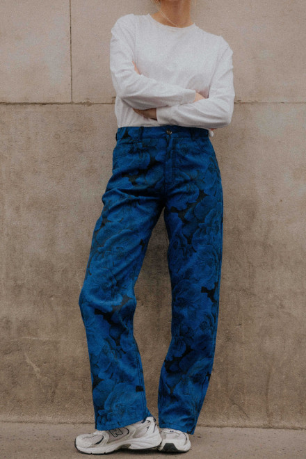 Pantalon Charlie Fleurs bleu Orta Pantalon Charlie Fleurs bleu Orta