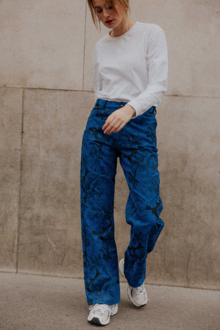 Pantalon Charlie Fleurs bleu Orta Pantalon Charlie Fleurs bleu Orta