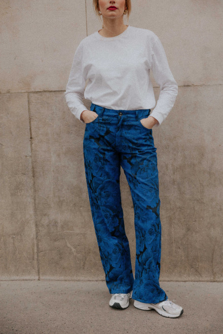 Pantalon Charlie Fleurs bleu Orta Pantalon Charlie Fleurs bleu Orta