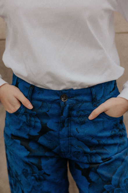 Pantalon Charlie Fleurs bleu Orta Pantalon Charlie Fleurs bleu Orta